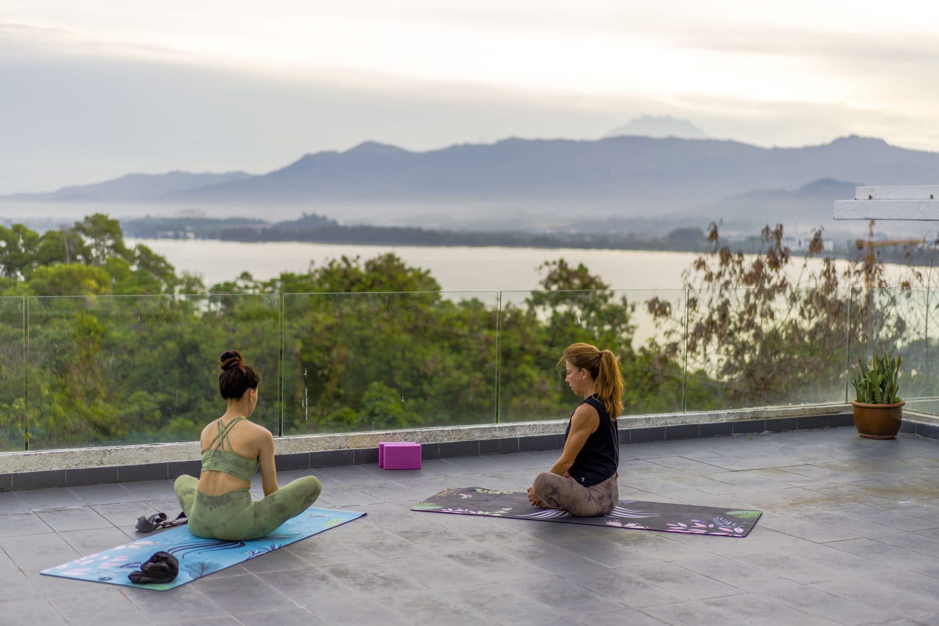 Daphne Iking guiding a yoga session